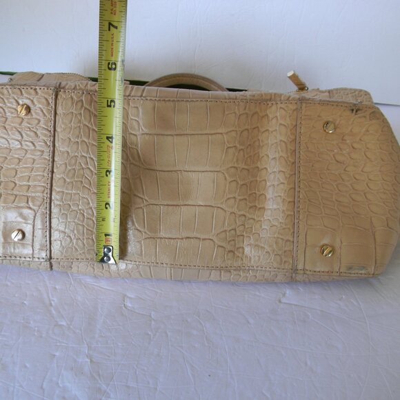 TORY BURCH BEIGE CROC EMBOSSED LEATHER SATCHEL TOTE TRIPLE COMPARTMENT - Picture 5 of 10